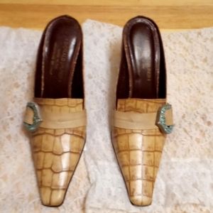 From Anita's Closet Donald J Pliner, 5.5M Beige Reptile Design Leather Heels